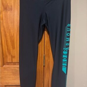 Women’s Under Armour Black and Teal Leggings Moisture-Wicking Athletic Wear